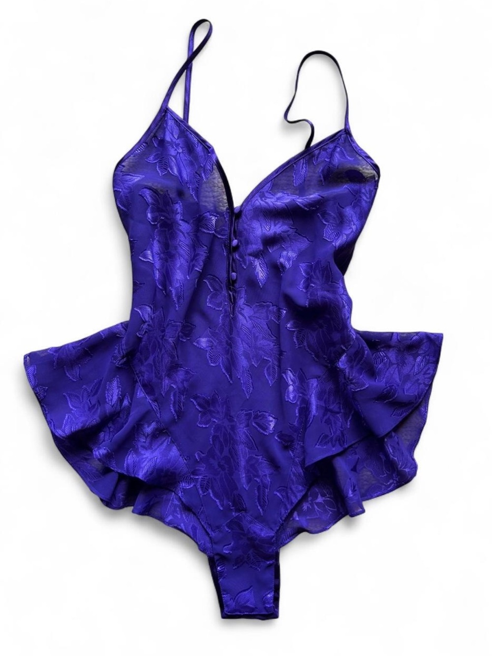 Vintage Victoria’s Secret Purple Floral Teddy Lingerie Size S Coquette 90s Y2K